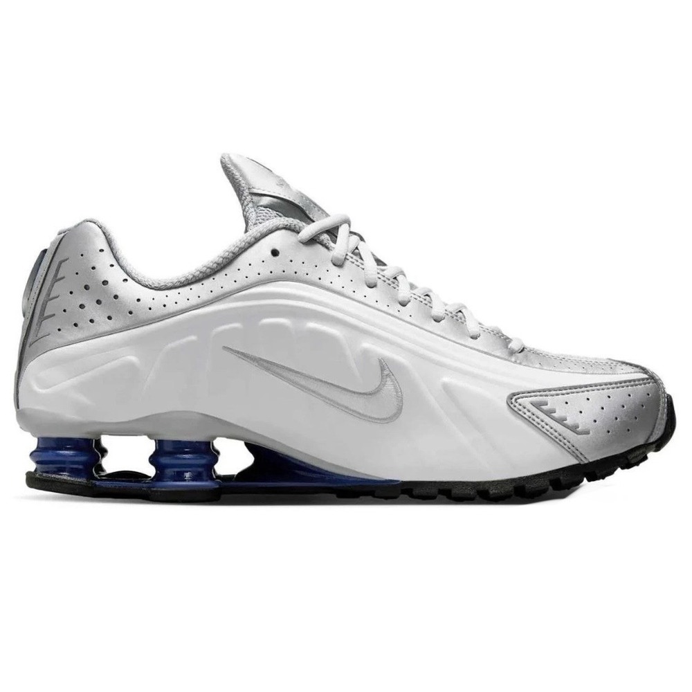 Nike Shox R4 Metallic Silver Deep Royal Blue Men's 9 HQ1988-102 New